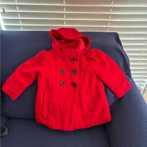 Old Navy Bright Robin Red Kids Pea Coat